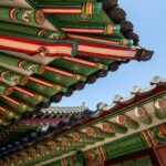 Beschilderde dakranden van een paleis in Seoul