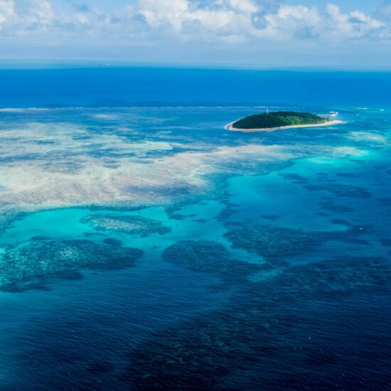Luchtbeeld van het Great Barrier Reef