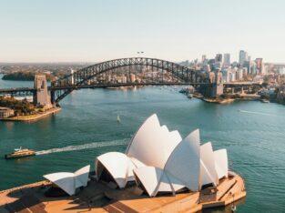 Luchtbeeld van Sydney met het Opera House